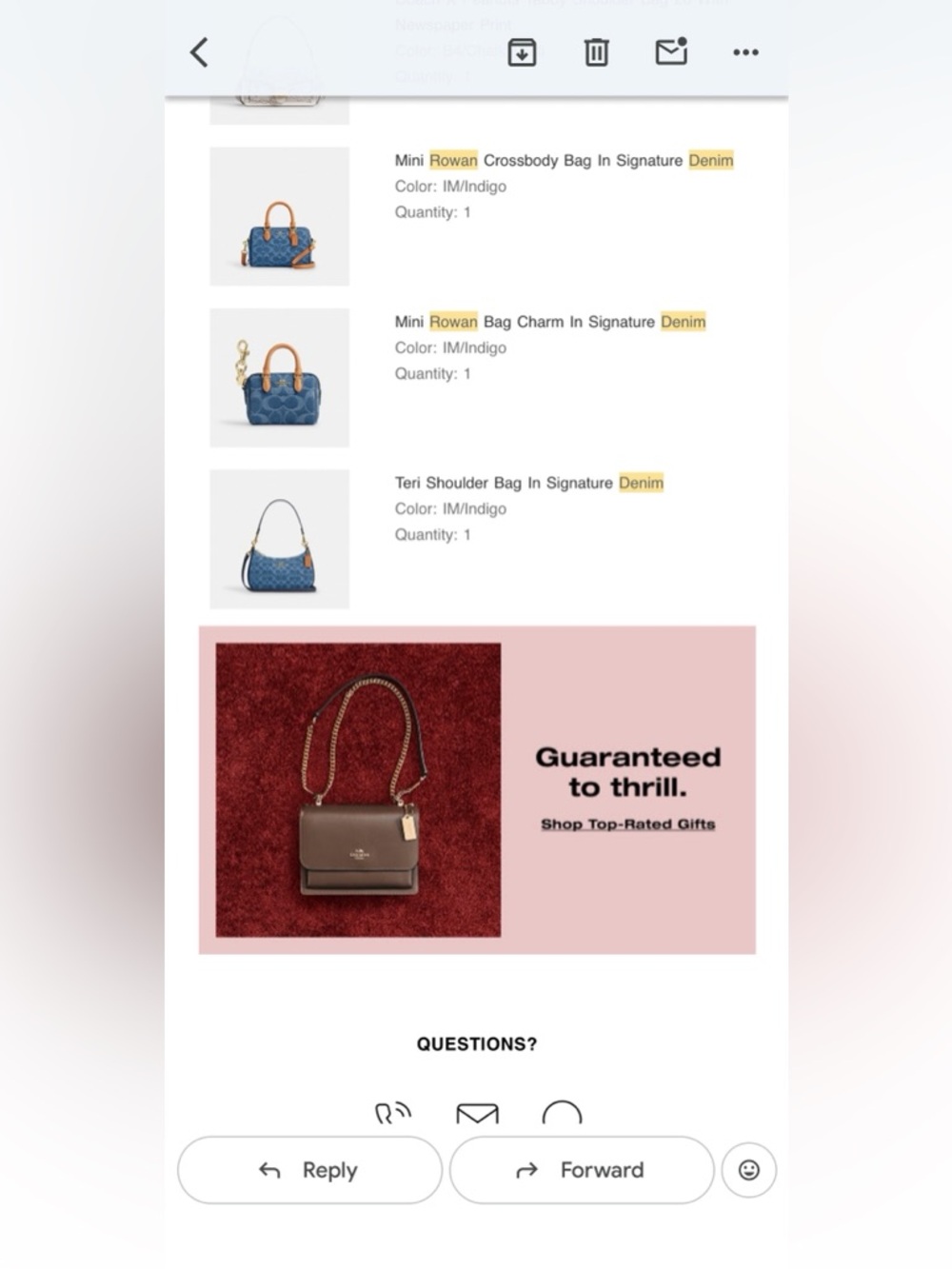 Coach Denim Mini Rowan Crossbody Bag - Picture 9 of 9
